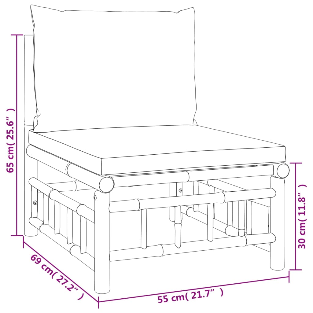 3 Piece Patio Lounge Set With Cushions Bamboo