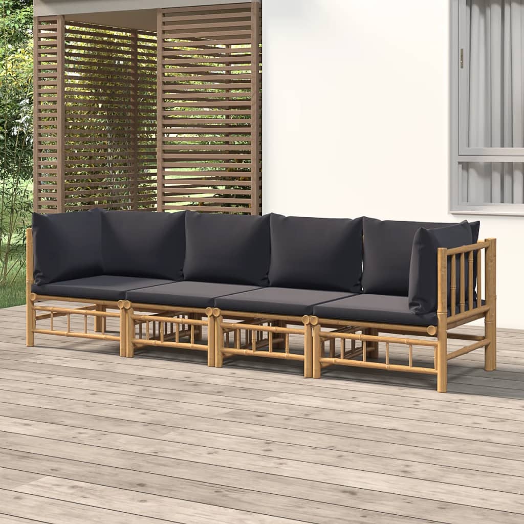 3 Piece Patio Lounge Set With Cushions Bamboo