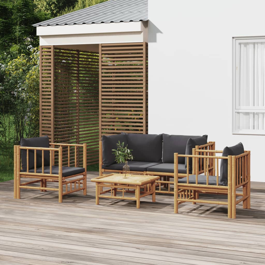 3 Piece Patio Lounge Set With Cushions Bamboo