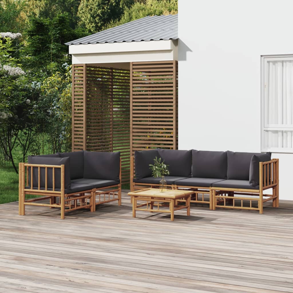 3 Piece Patio Lounge Set With Cushions Bamboo