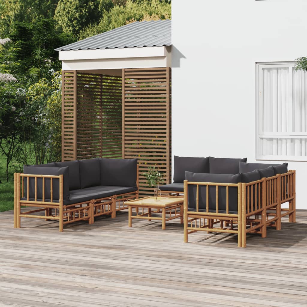 3 Piece Patio Lounge Set With Cushions Bamboo