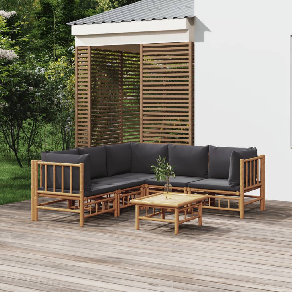 3 Piece Patio Lounge Set With Cushions Bamboo