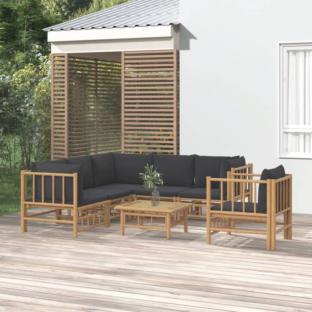 3 Piece Patio Lounge Set With Cushions Bamboo