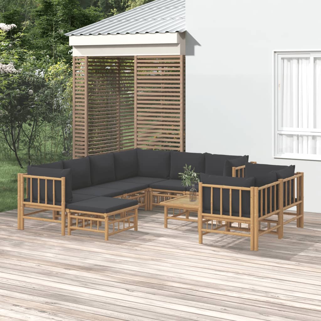 3 Piece Patio Lounge Set With Cushions Bamboo