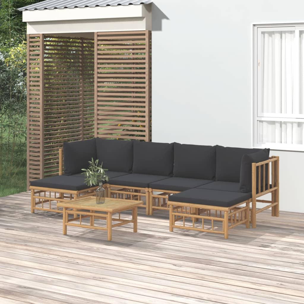 3 Piece Patio Lounge Set With Cushions Bamboo