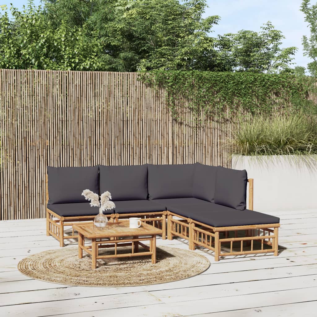 3 Piece Patio Lounge Set With Cushions Bamboo