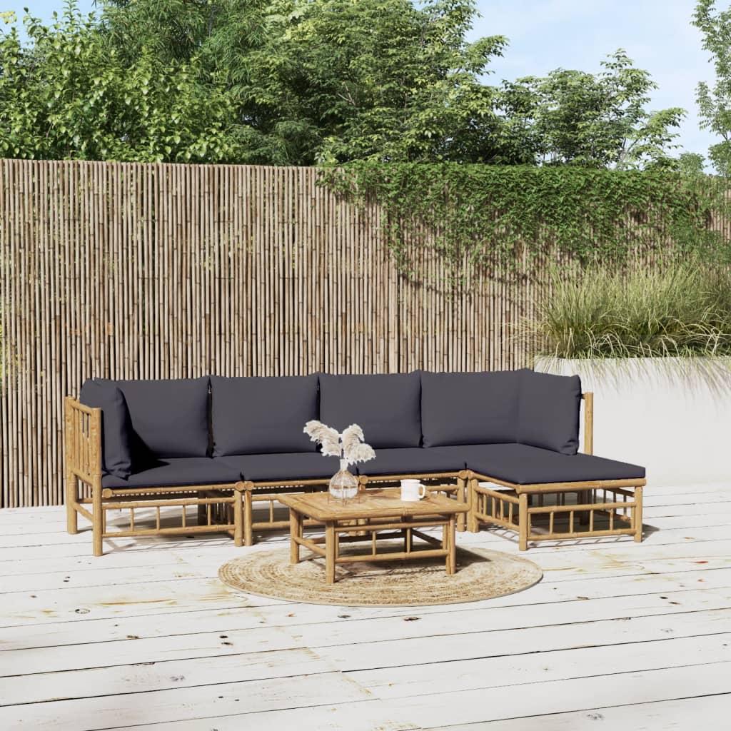 3 Piece Patio Lounge Set With Cushions Bamboo