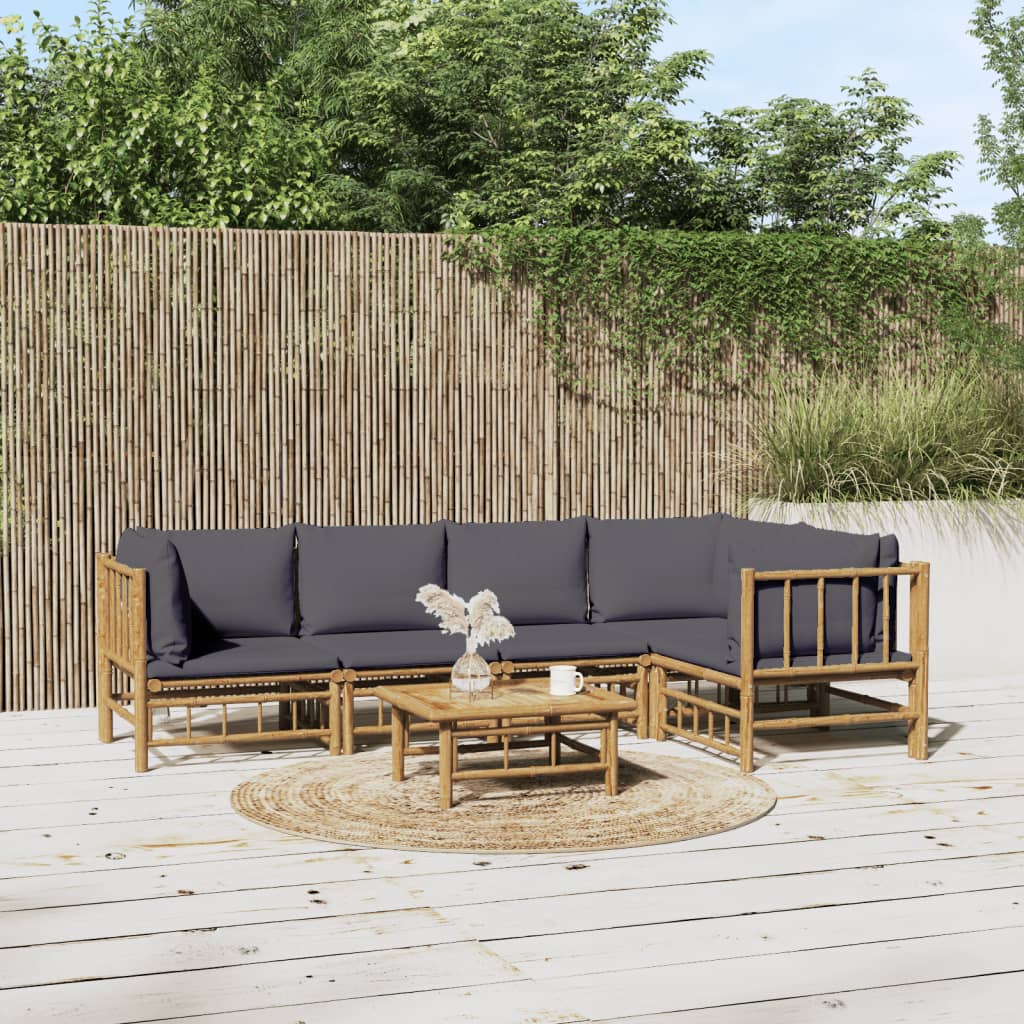 3 Piece Patio Lounge Set With Cushions Bamboo