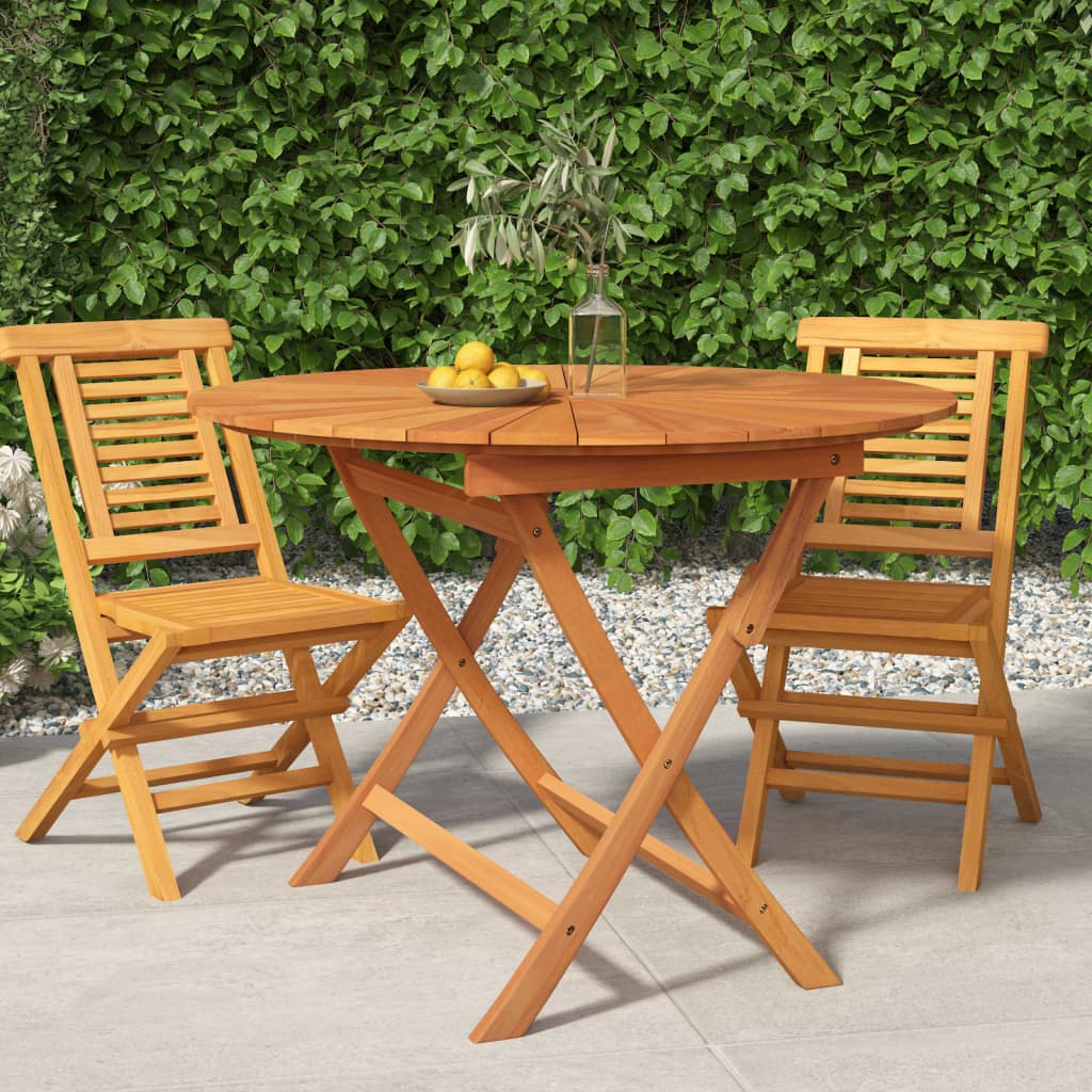 Folding Patio Table Ø 23.6&quot; Solid Teak Wood