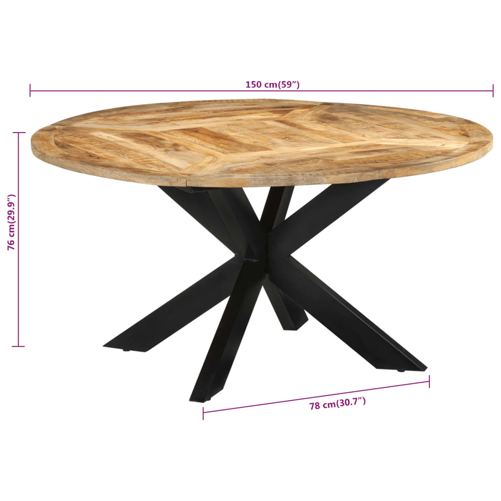 Dining Table Ø Solid Rough Wood Mango