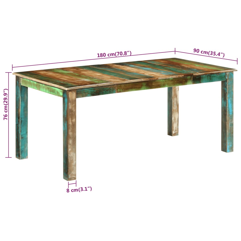 Dining Table 70.9&quot;X35.4&quot;X29.9&quot; Solid Wood Reclaimed