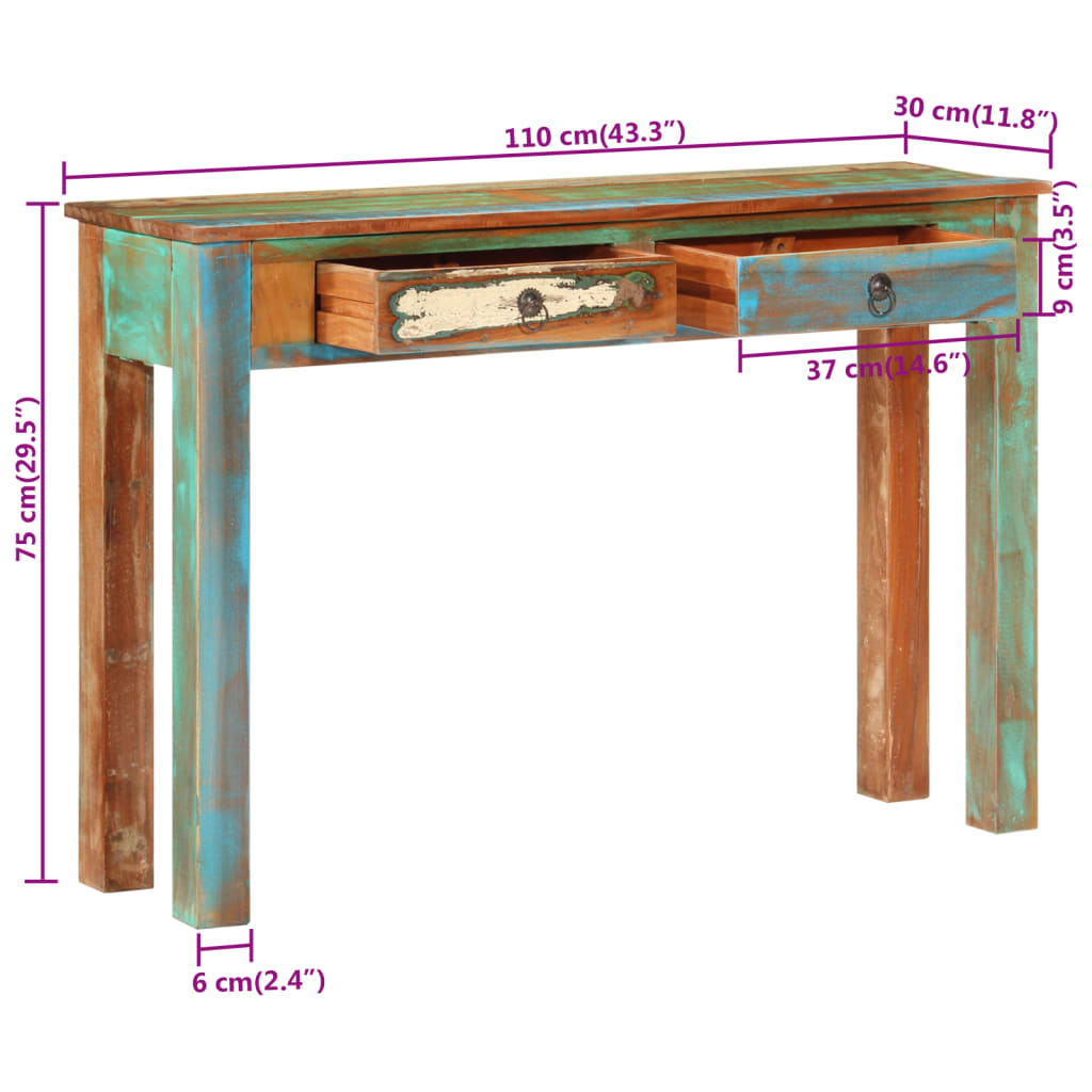 Console Table 43.3&quot;X11.8&quot;X29.5&quot; Solid Wood Reclaimed