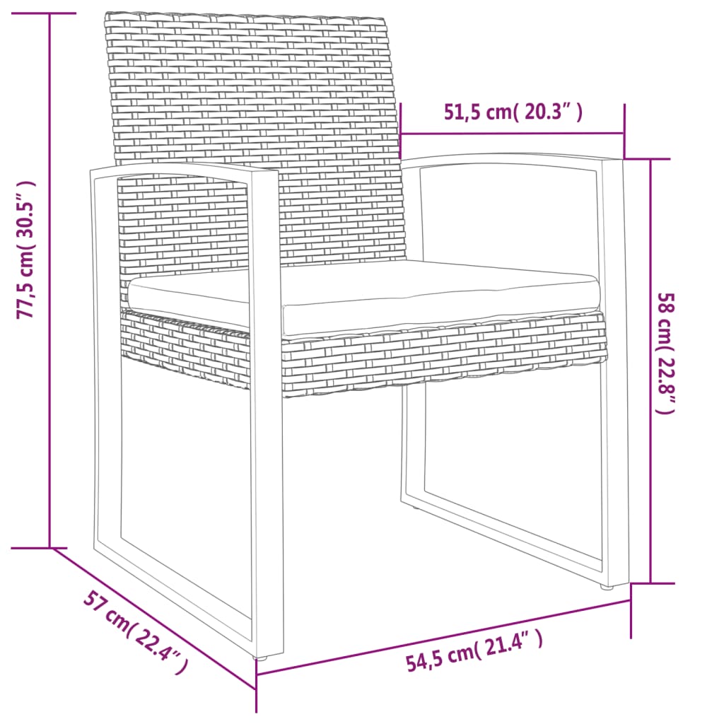 Patio Dining Chairs 2 Pcs Pp Rattan