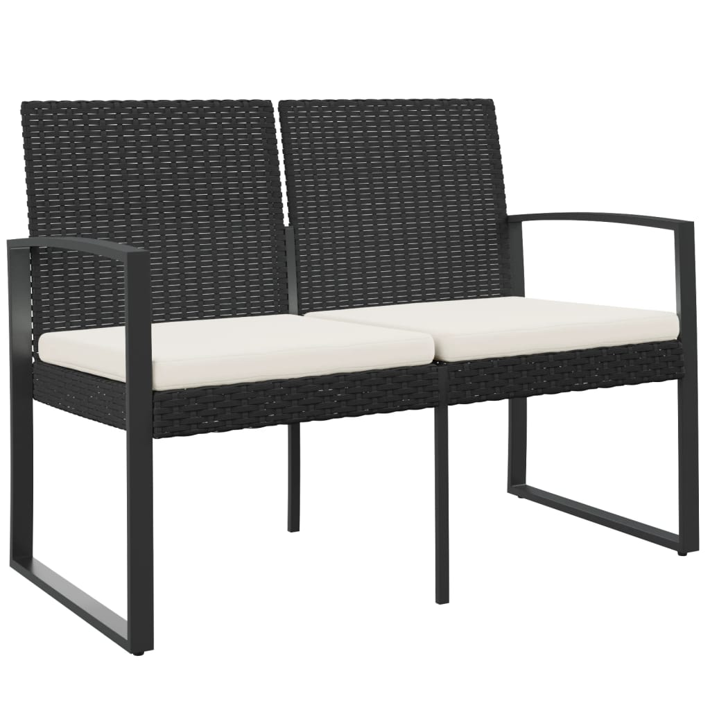 2-Seater Patio Bench With Cushions Pp Rattan