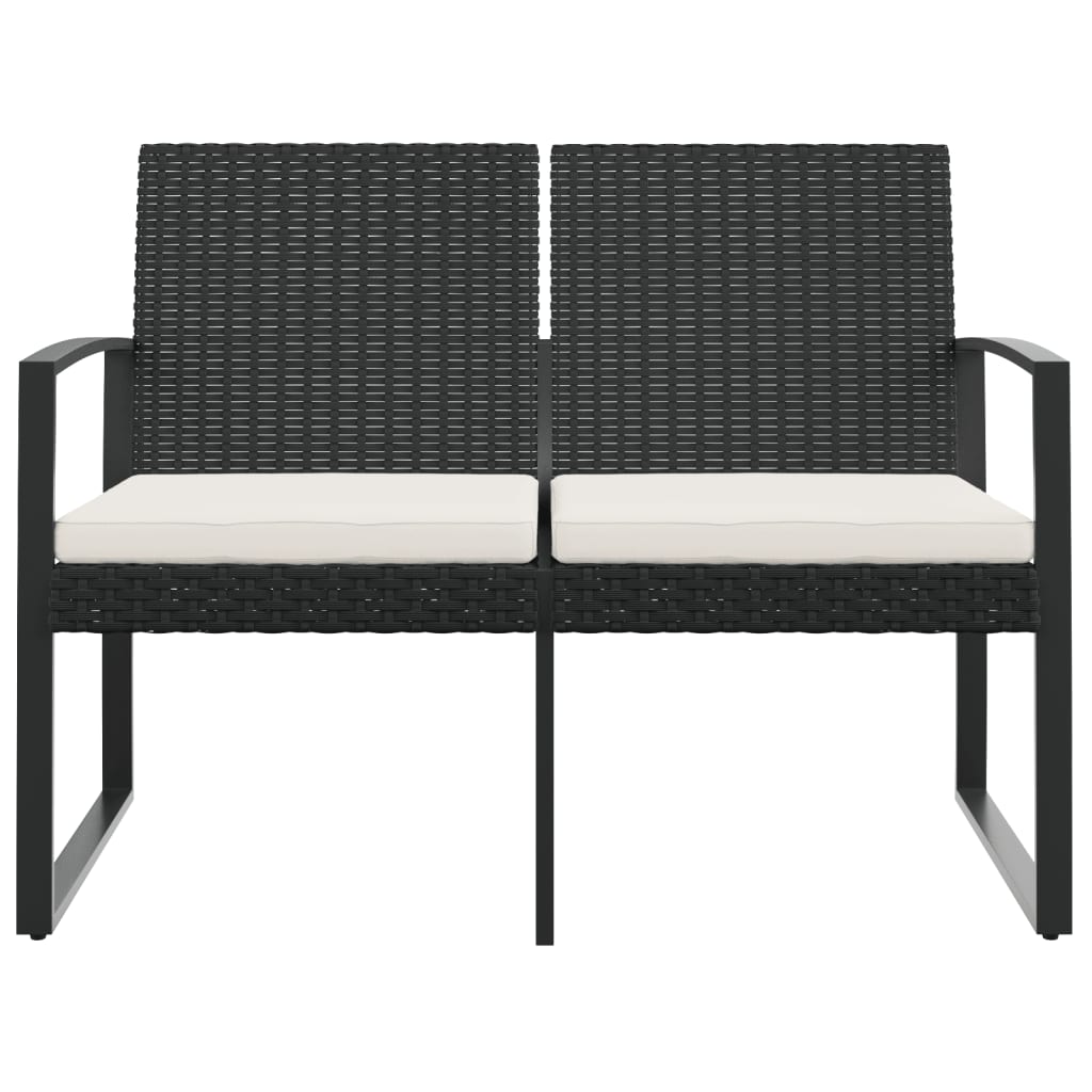 2-Seater Patio Bench With Cushions Pp Rattan