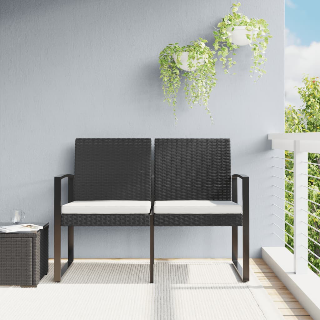 2-Seater Patio Bench With Cushions Pp Rattan