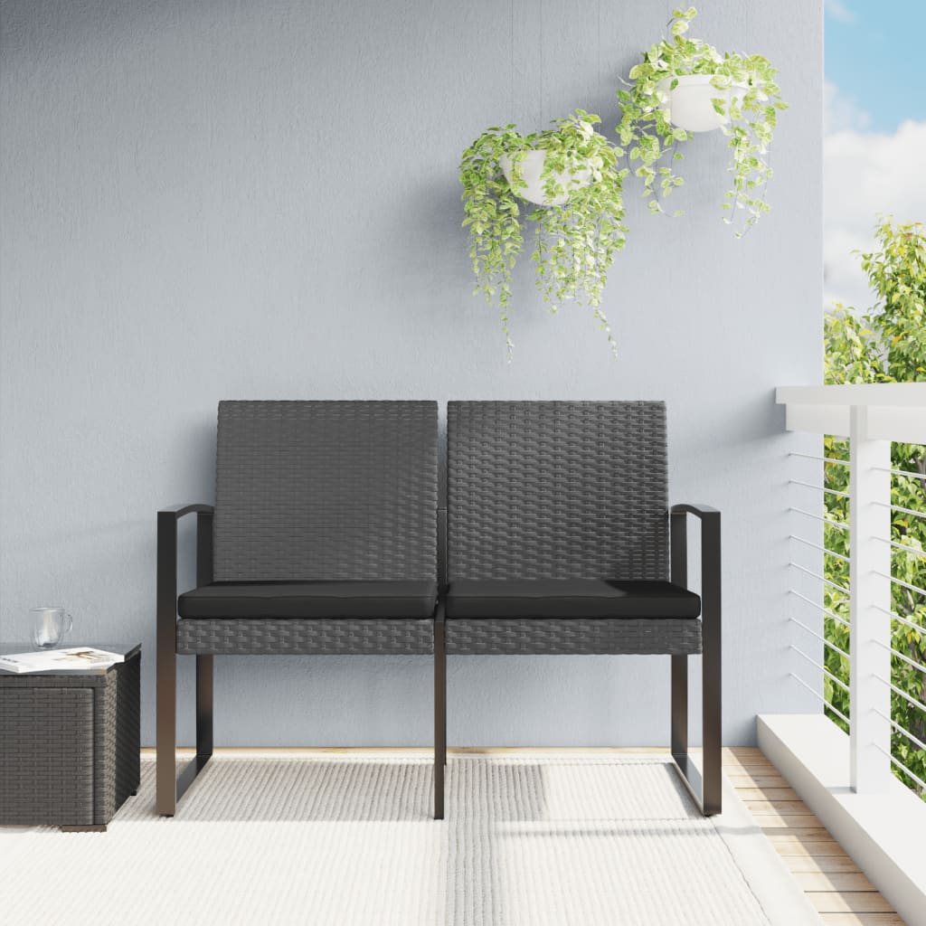 2-Seater Patio Bench With Cushions Pp Rattan