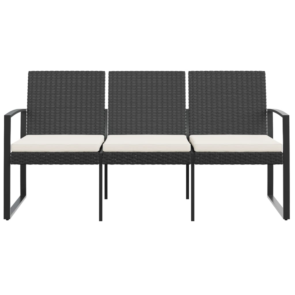 3-Seater Patio Bench With Cushions Pp Rattan