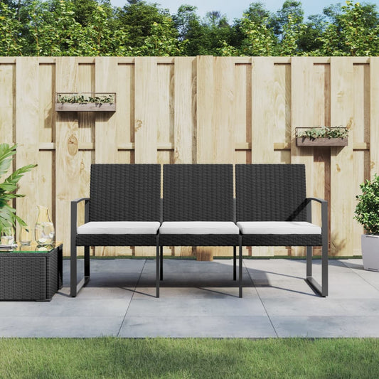 3-Seater Patio Bench With Cushions Pp Rattan