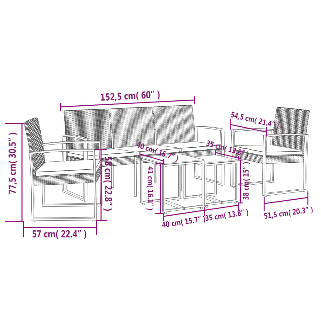 5 Piece Patio Dining Set With Cushions Pp Rattan