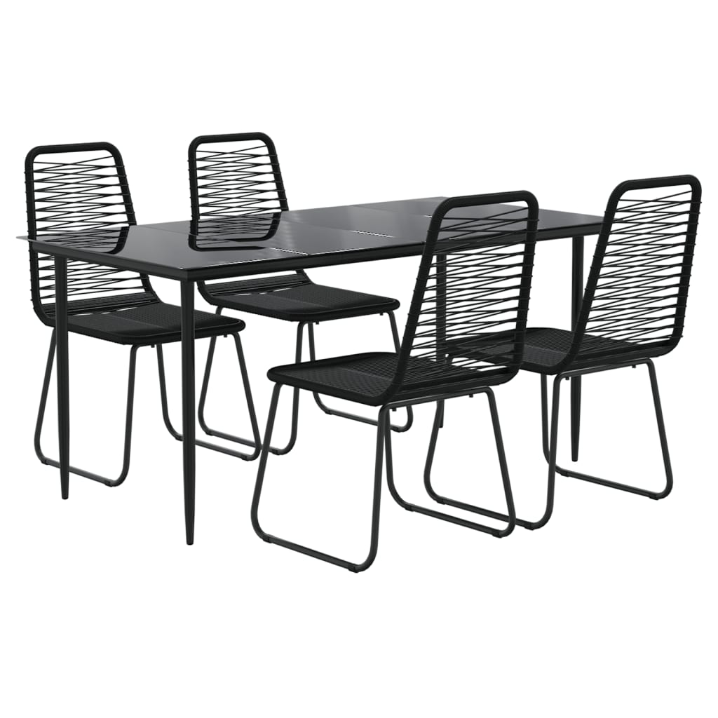 5 Piece Patio Dining Set Black