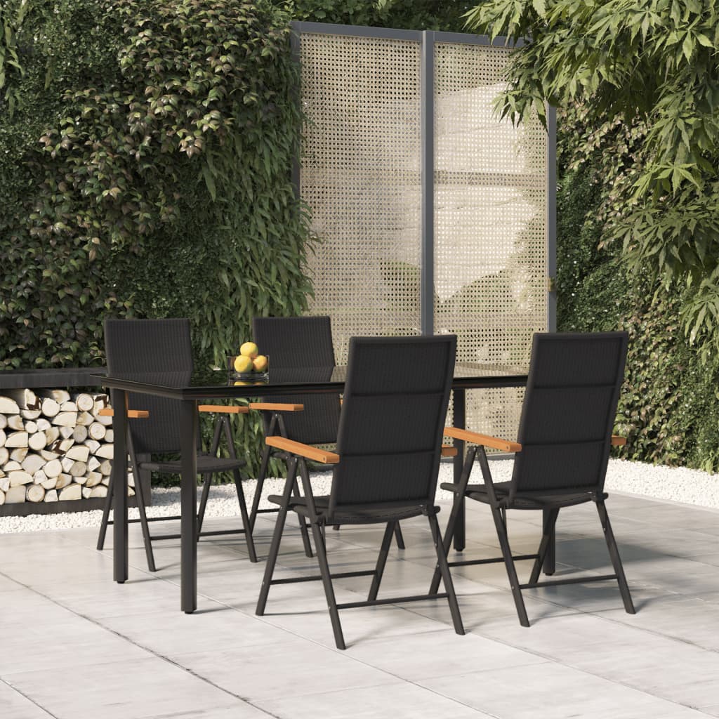 5 Piece Patio Dining Set Black