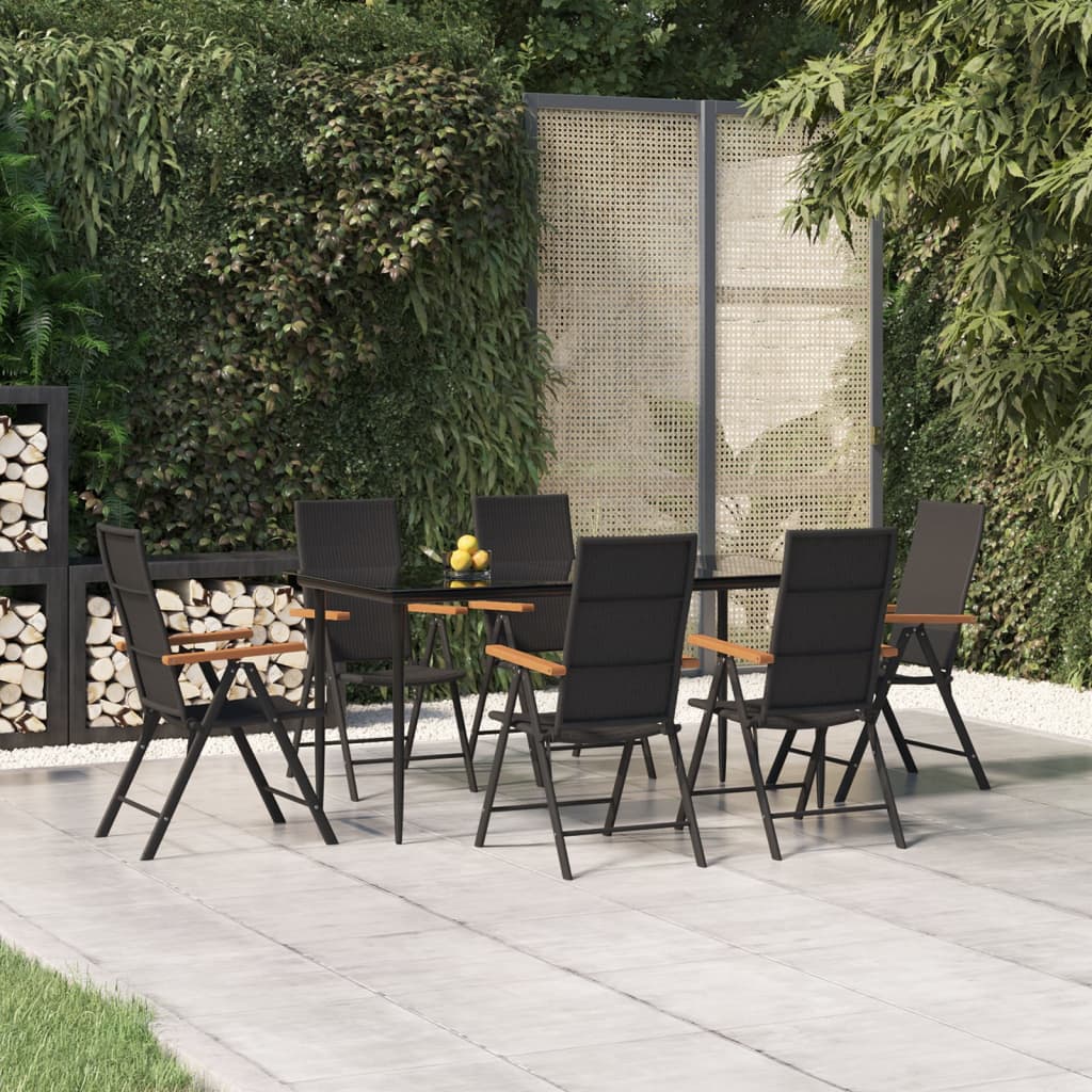 5 Piece Patio Dining Set Black And Brown Poly Rattan