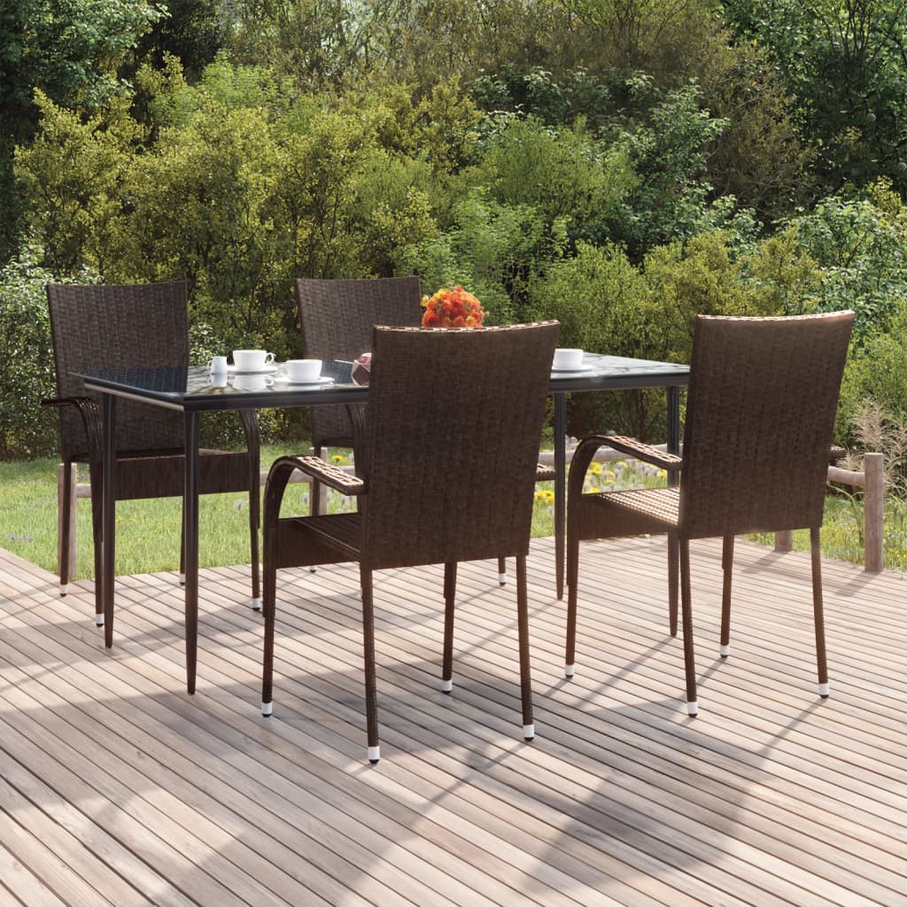 5 Piece Patio Dining Set Poly Rattan