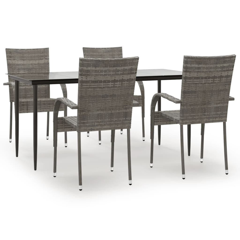 5 Piece Patio Dining Set Poly Rattan