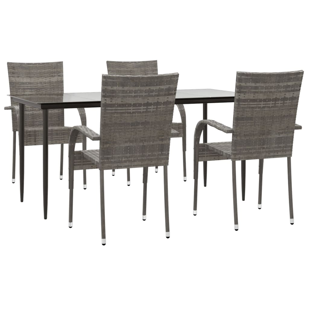 5 Piece Patio Dining Set Poly Rattan