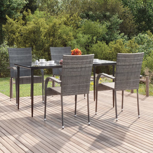 5 Piece Patio Dining Set Poly Rattan