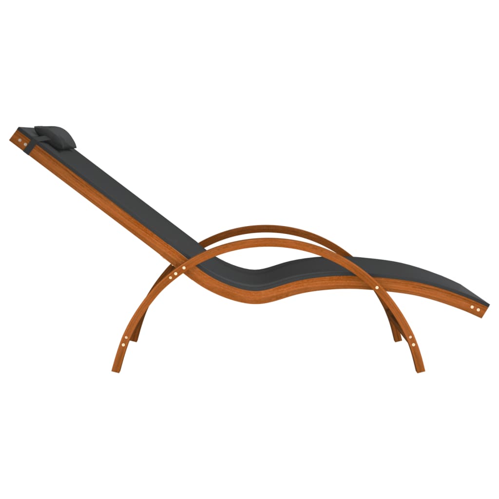 Sun Lounger With Pillow Textilene And Solid Wood Poplar