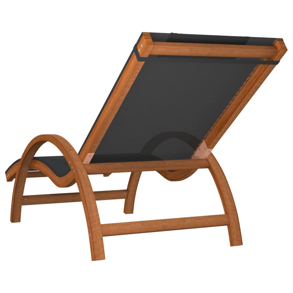 Sun Lounger With Pillow Textilene And Solid Wood Poplar