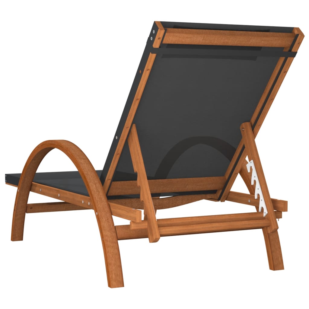 Sun Lounger With Pillow Gray Textilene And Solid Wood Poplar