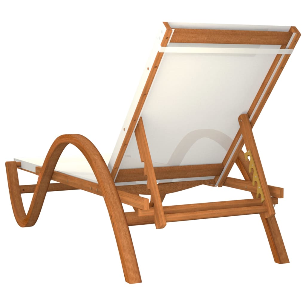 Sun Lounger With Pillow Textilene And Solid Wood Poplar