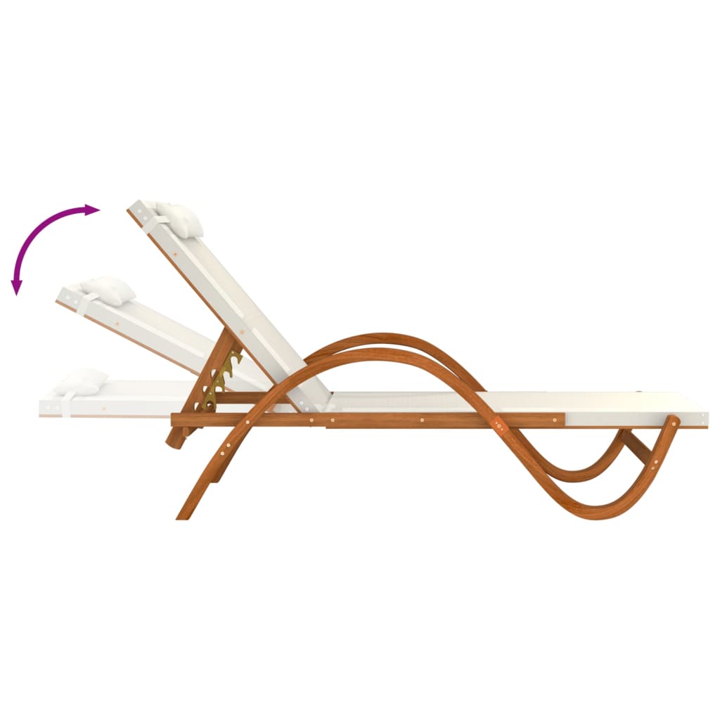 Sun Lounger With Pillow Textilene And Solid Wood Poplar