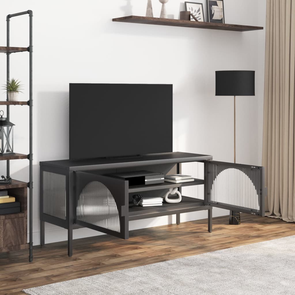 Tv Stand Black 41.3&quot;X13.8&quot;X19.7&quot; Glass And Steel