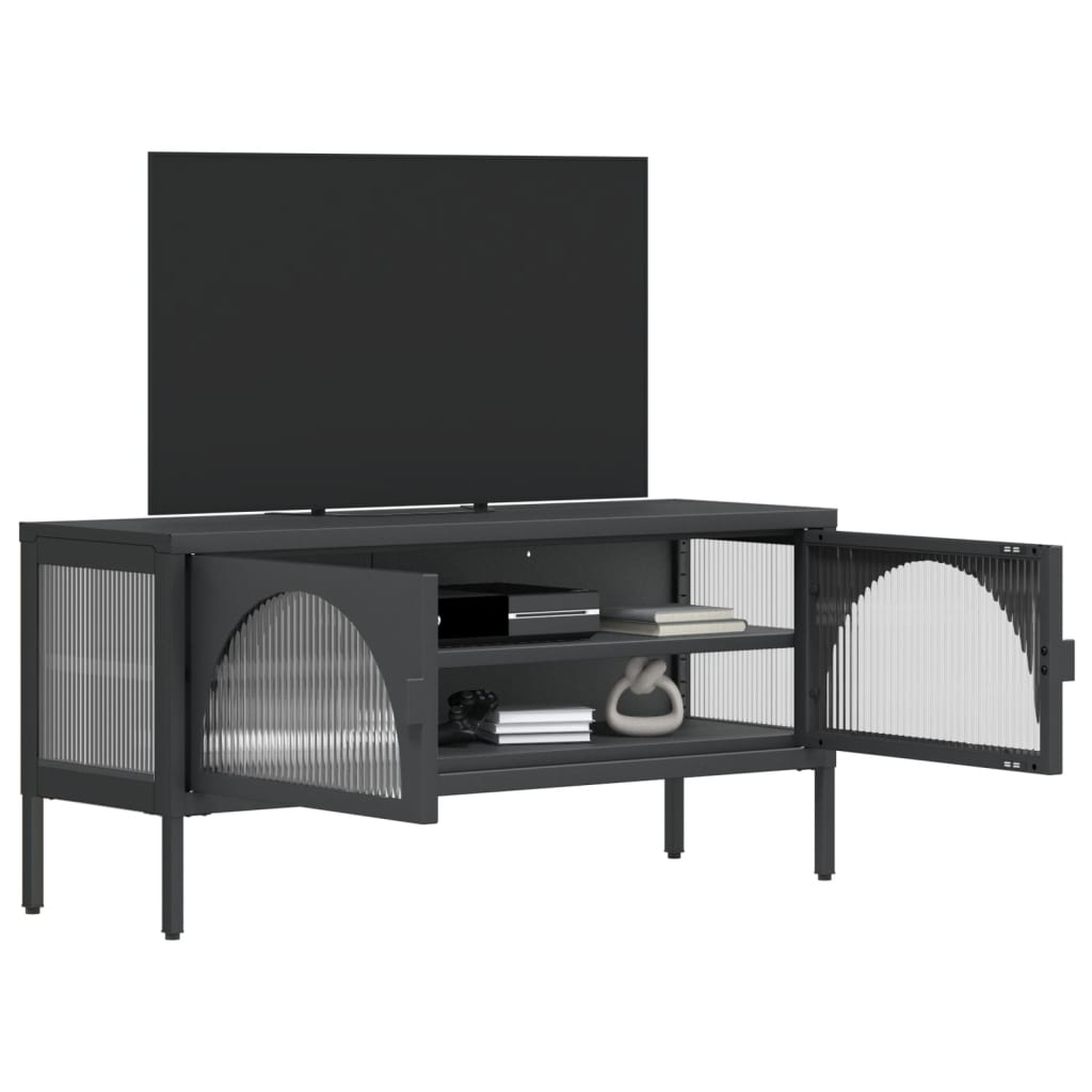 Tv Stand Black 41.3&quot;X13.8&quot;X19.7&quot; Glass And Steel