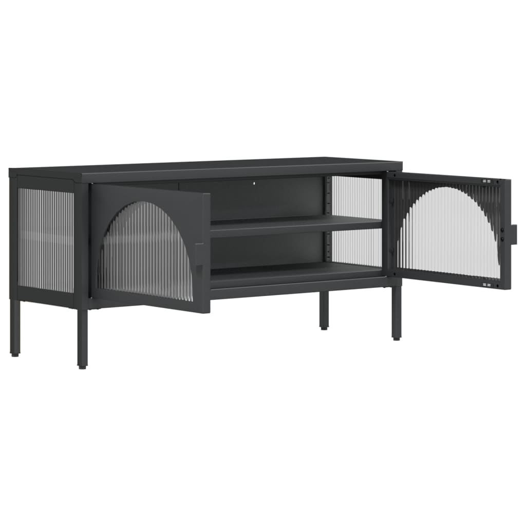 Tv Stand Black 41.3&quot;X13.8&quot;X19.7&quot; Glass And Steel