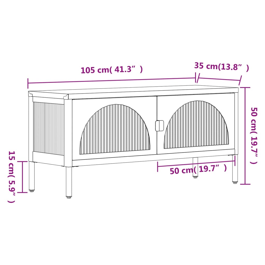 Tv Stand Black 41.3&quot;X13.8&quot;X19.7&quot; Glass And Steel