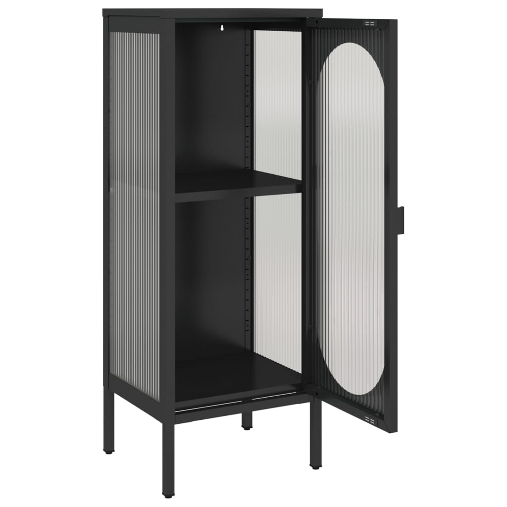 Sideboard Black 15.7&quot;X13.8&quot;X41.3&quot; Glass And Steel