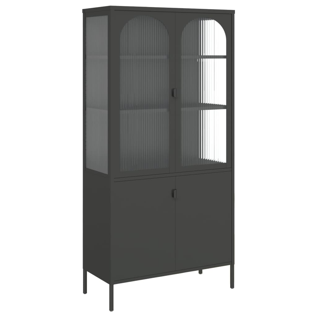 Highboard Black 35.4&quot;X15.7&quot;X70.9&quot; Glass And Steel