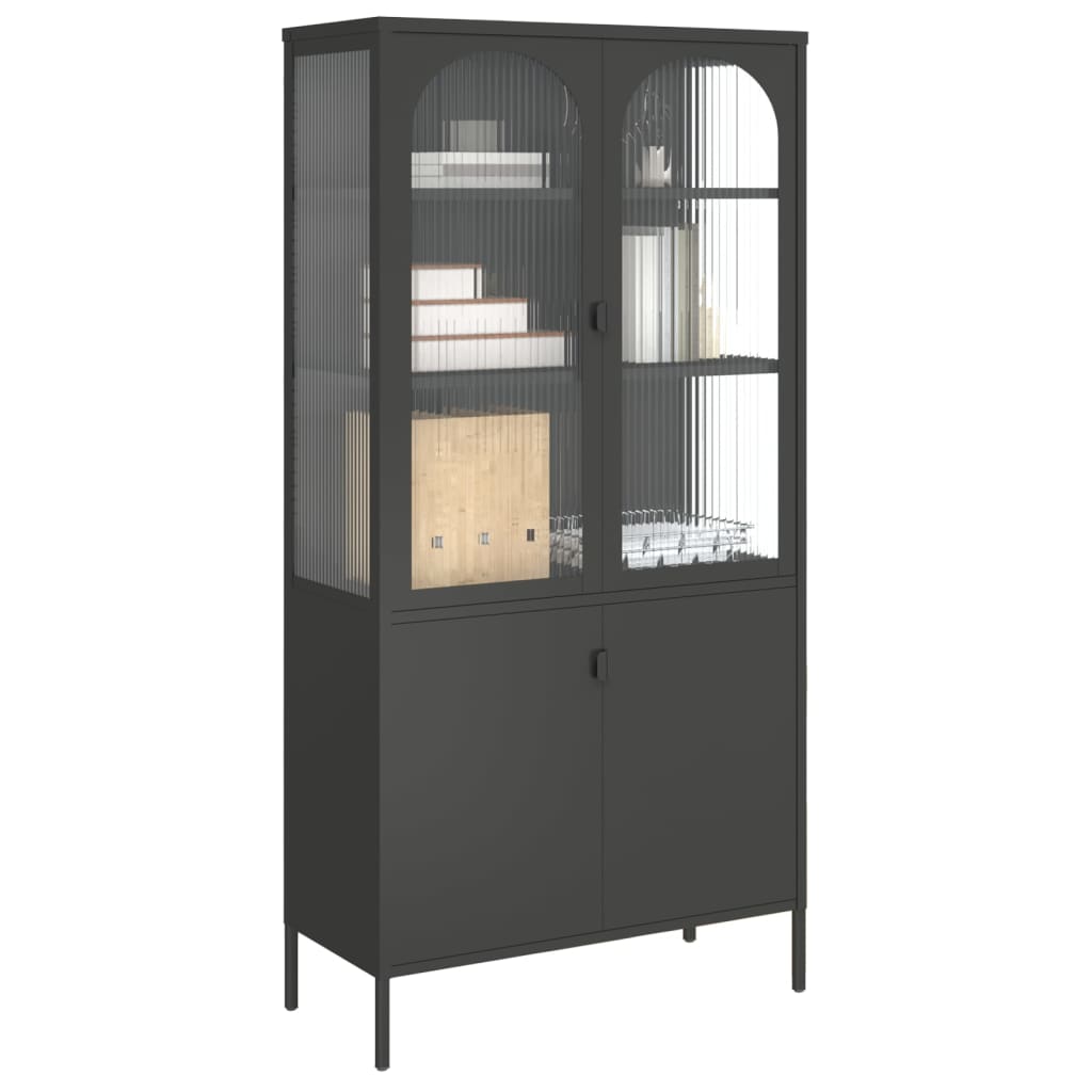 Highboard Black 35.4&quot;X15.7&quot;X70.9&quot; Glass And Steel