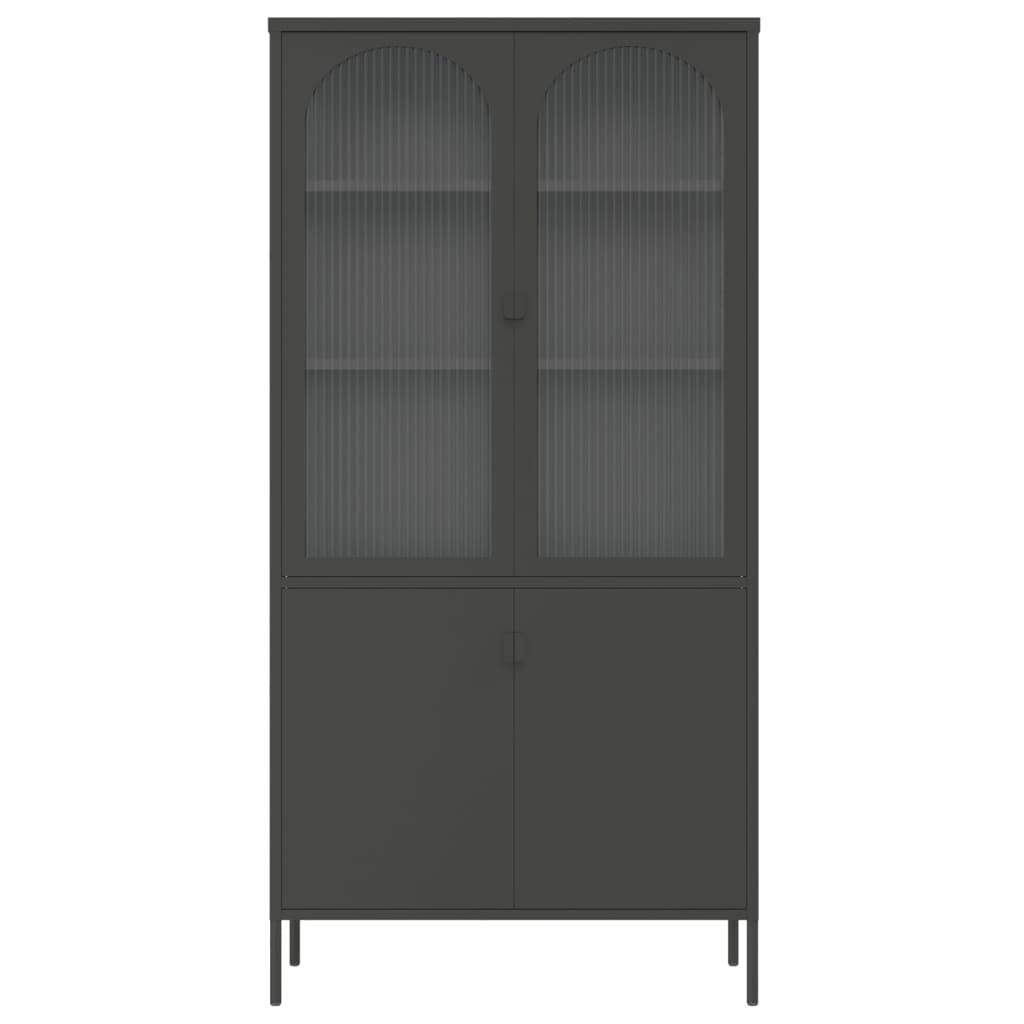 Highboard Black 35.4&quot;X15.7&quot;X70.9&quot; Glass And Steel