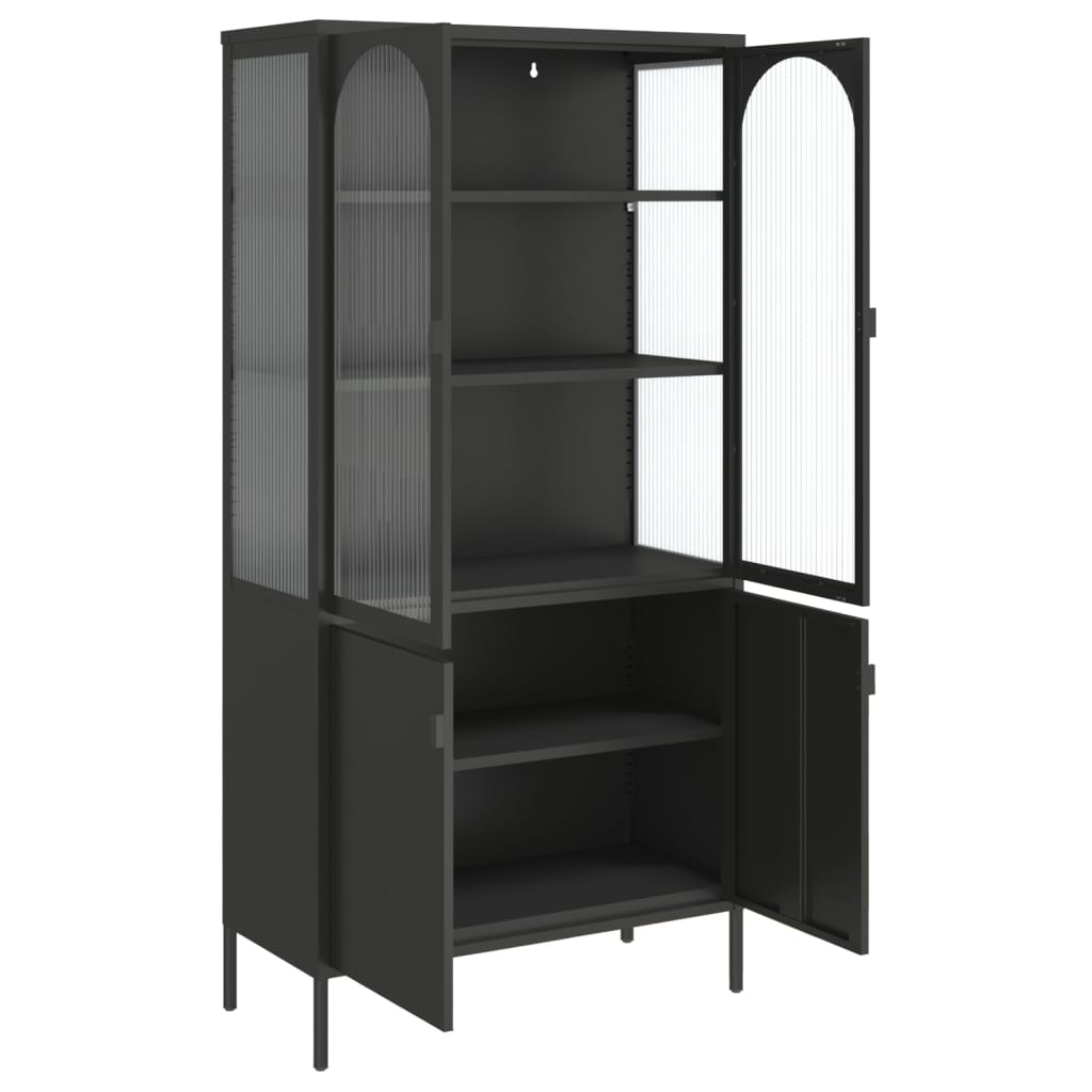 Highboard Black 35.4&quot;X15.7&quot;X70.9&quot; Glass And Steel