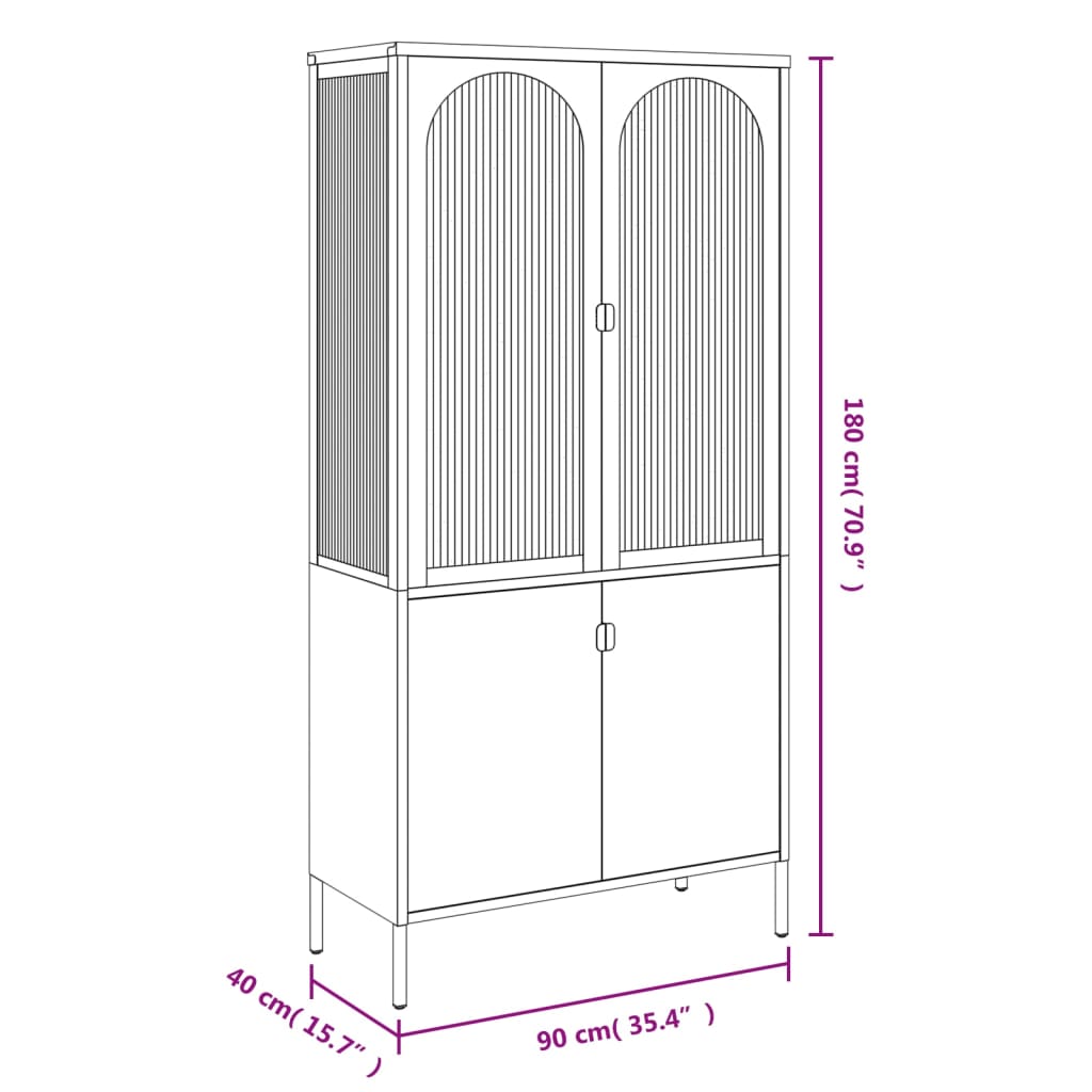 Highboard Black 35.4&quot;X15.7&quot;X70.9&quot; Glass And Steel