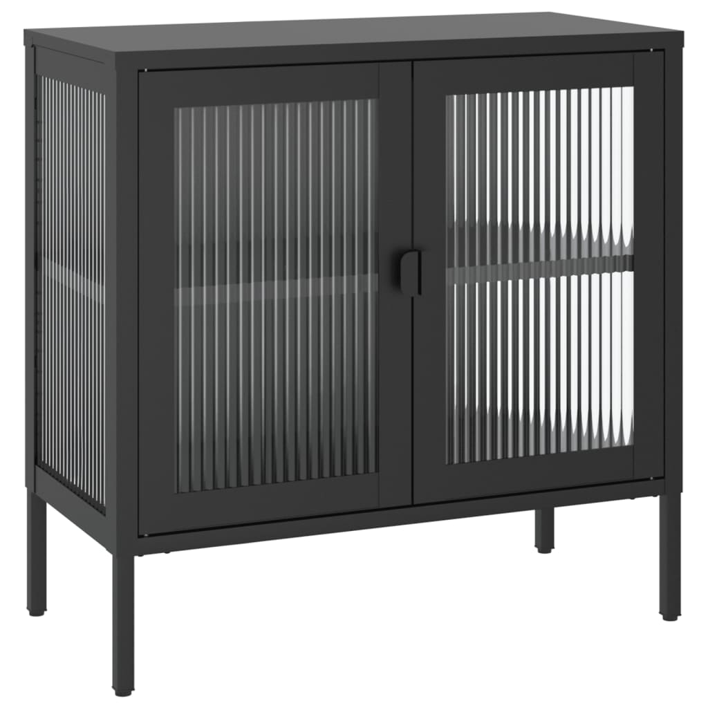 Sideboard Black 27.6&quot;X13.8&quot;X27.6&quot; Glass And Steel