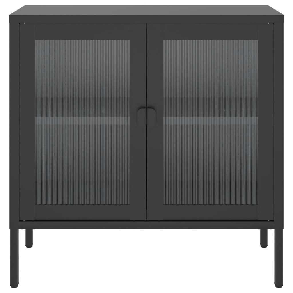 Sideboard Black 27.6&quot;X13.8&quot;X27.6&quot; Glass And Steel