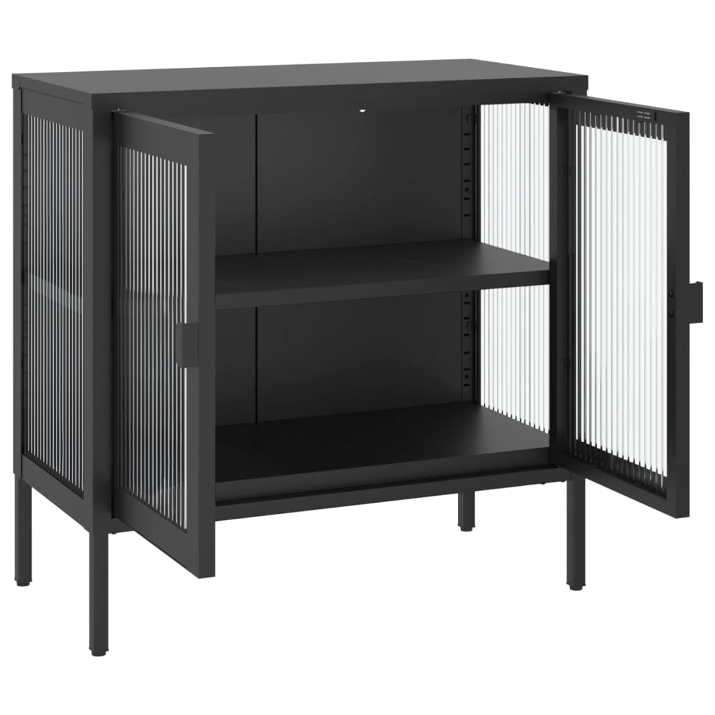 Sideboard Black 27.6&quot;X13.8&quot;X27.6&quot; Glass And Steel