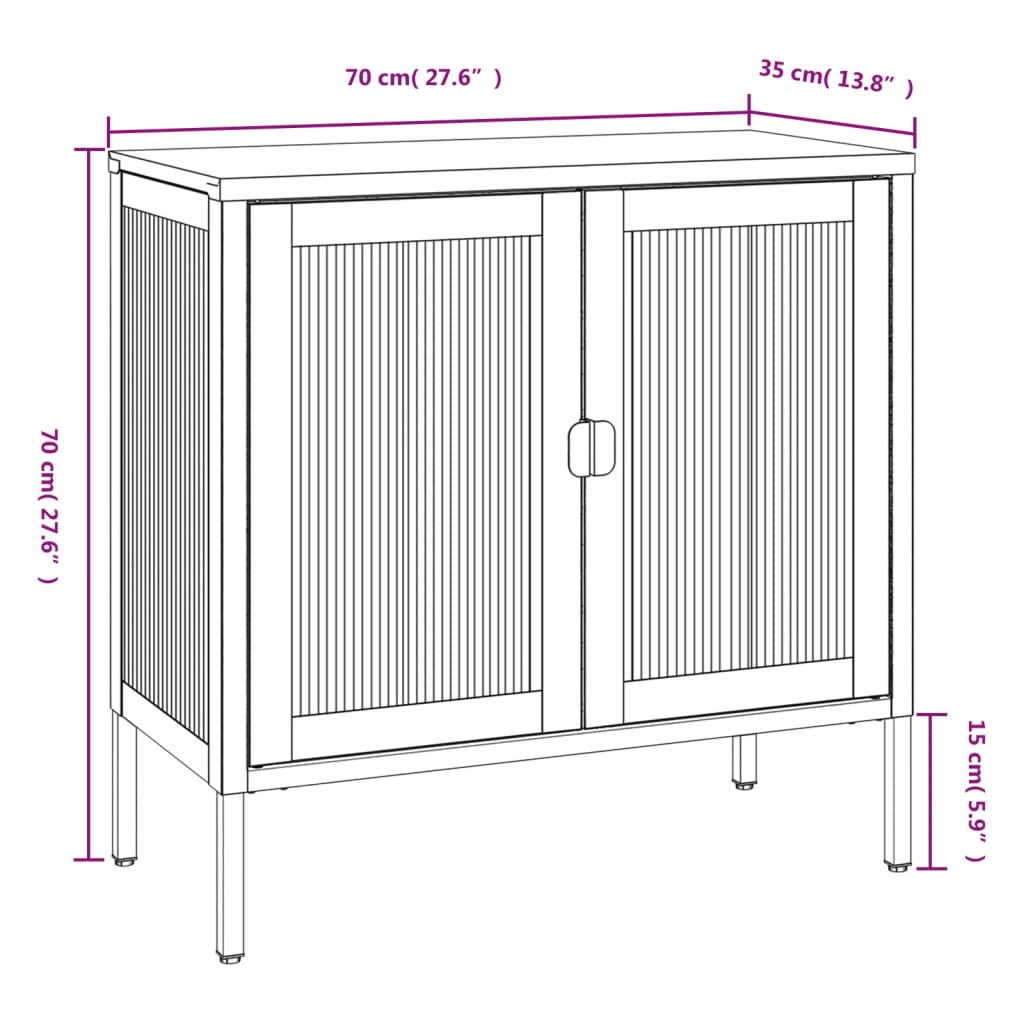 Sideboard Black 27.6&quot;X13.8&quot;X27.6&quot; Glass And Steel